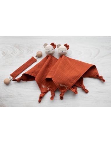 Doudou en double gaze Tarracotta