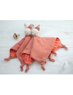 Doudou en double gaze et minkee marsala 2