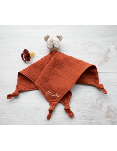 Doudou en double gaze Tarracotta