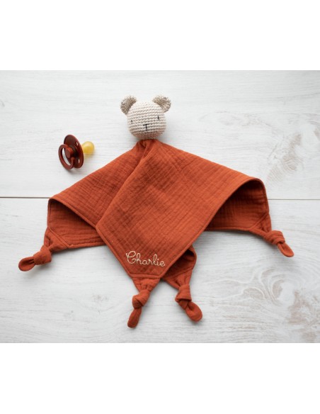 Doudou en double gaze Tarracotta