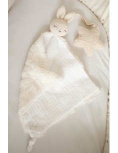 Doudou en double gaze et fourrure 2