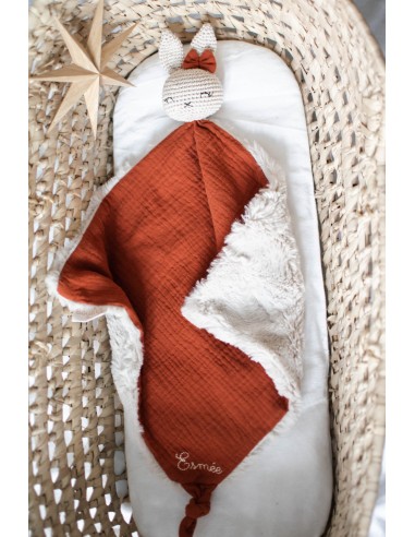 Doudou en double gaze et fourrure
