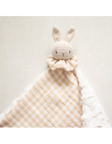 Doudou en double gaze et fourrure Vichy