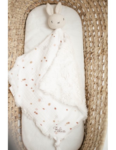 Doudou en double gaze et fourrure Confetti