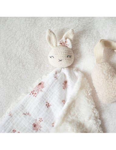 Doudou en double gaze et fourrure Flower