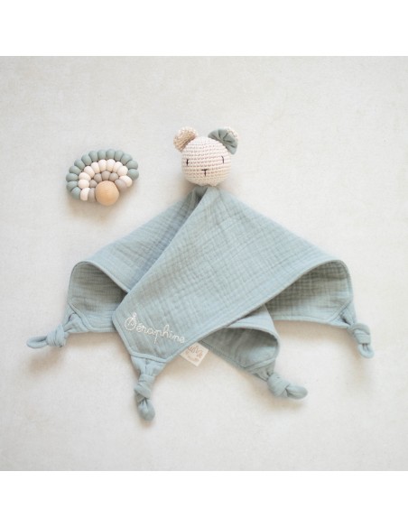 Doudou en double gaze Eucalyptus