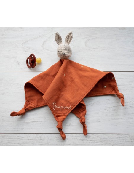 Doudou en double gaze Stardust Chestnut